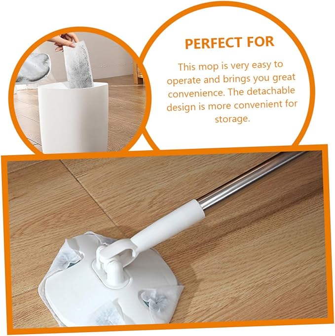 Retractable Household Dust Mop with Rotatable Head Non-Slip Handle Versatile for Hardwood Ceramic Tile Floors Compatible with Face Towel Cover Floor Cleaning Tool