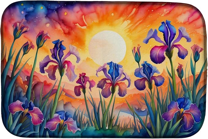 Caroline's Treasures DAC1442DDM Iris in Color Dish Drying Mat Absorbent Dish Drying Mat Pad for Kitchen Counter Dish Drainer Mat for Countertop 14 x 21 Multicolor