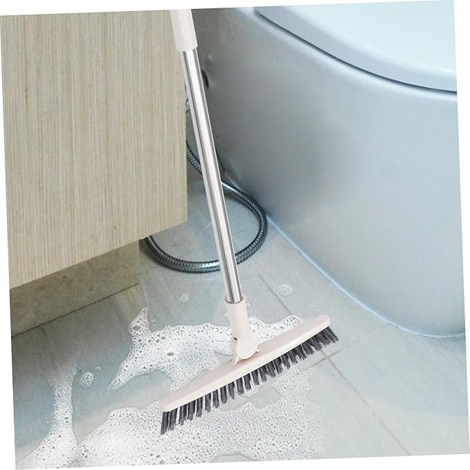 Mobestech 2pcs Floor Scrub Brush Handle Rotatable Cleaning Tool for Deep Clean Bathroom Shower and Tight Spaces Stiff Bristle Design for Grout and Tile Cleaning