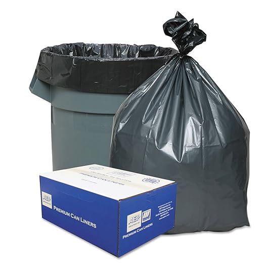 Webster PLA4070 Hexene Resin Platinum Plus Heavy Duty 31-33 Gallon Waste Can Liner 1.35 Mil Star bottom coreless rolls 33x40 Gray (Pack of 100)
