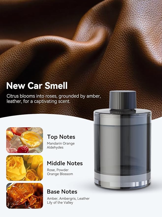 Ceeniu Smart Car Air Freshener New Car Smell Larger 135ml Capacity Long-Lasting 6-Month Fragrance Auto On/Off Quiet Operation Stylish Ambient Light Premium Scent for Men CF3 Pro Diffuser