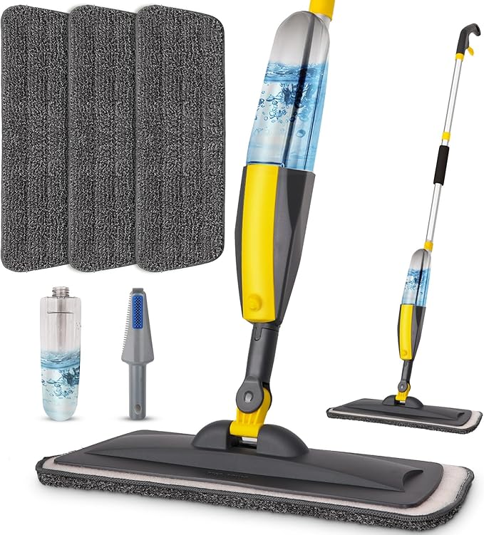 Mops for Floor Cleaning Spray Mop with 400ml Refillable Bottle and 2 Replacement Pads Dry Wet Floor Household or Commercial Hardwood Laminate Tile Ceramic