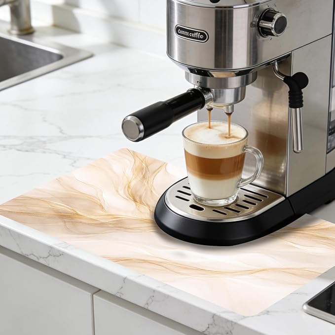 Nuxovilar Coffee Bar Mat Dish Drying Pad Natural Rubber Canvas 16.92 x 31.1 Coffee Accessories Countertop Use (YMi08442)