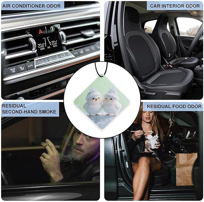 5PCS Car Air Freshener Hanging Personalized Double Sided Snowy Chicks Car Fresheners Long Lasting New Cars Scents Cute Automotive Freshies for Closets Drawers (tea)