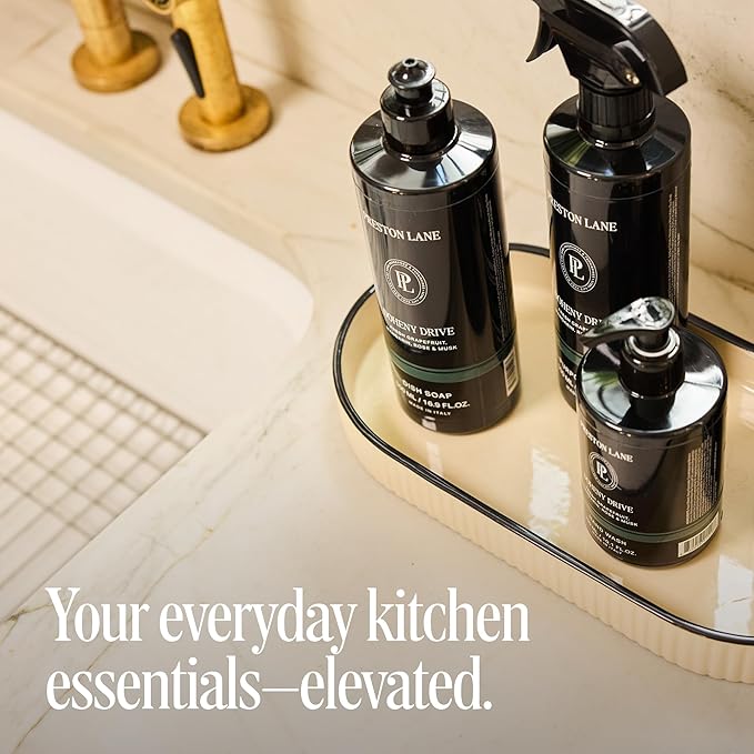 Preston Lane Luxury Kitchen Set – Hand Wash Dish Soap &amp All-Purpose Cleaner | Plant-Powered Cleaning Essentials Bundle with Fine Italian Fragrance Doheny Drive Scent