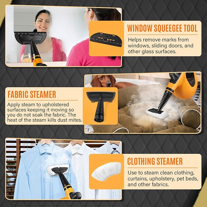 Powerful Handheld Steam Cleaner with 11pcs Attachments for All Surface Cleaning Chemical Free Steam Cleaner for Home Steamer for Cleaning Bathrooms Kitchens Tile Grout Windows Shower CouchCar