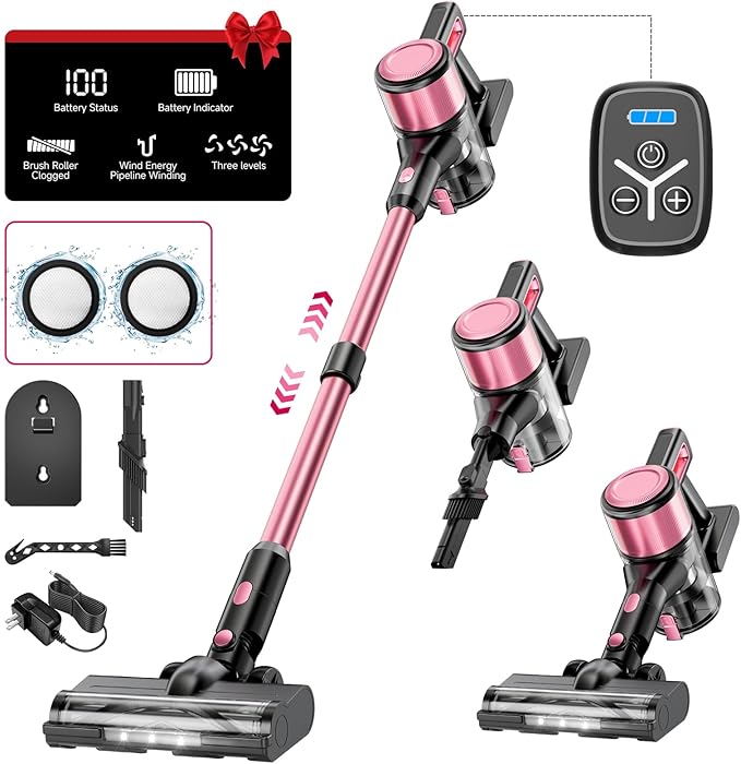 KIKETECH Cordless Vacuum Cleaner Stick Vacuum Cleaners for Home 6 in 1 Lightweight Vacuum for Pet Hair/Carpet/Floor (Black)