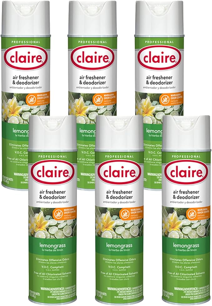 Claire CL1307 Lemongrass Air Freshener &amp Deodorizer (6 Pack)