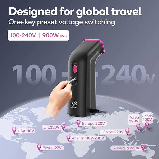 Mini Travel Steamer for Clothes110-240V Portable Dual Voltage Steamer &amp Iron 2 In 1Integrated 170ml Tank 25s Fast Heat1.2lbs Travel Size Fabric IronHandheld Steaming Wrinkles Remover For Garme