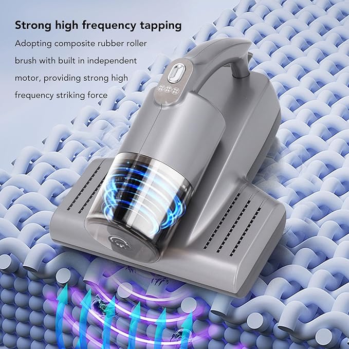 Alomejor Mattress Vacuum Cleaner Bed Vacuum Cleaner with 15Kpa Powerful Suction 57000RPM Light Ultrasonic Technology for Dust Pet Hair Sofa Blanket Carpet
