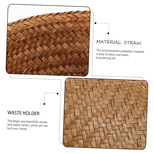 Straw Woven Wastebasket Medium Garbage Can for Office Home Bathroom Handwoven Rattan Trash Bin with Stylish Design for Paper Tissues and More Random Color