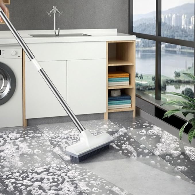 Sewroro Floor Scrub Brush with Long Handle Stiff Bristle Grout and Tile Cleaning Brush for Bathroom and Kitchen Floors for Home Cleaning