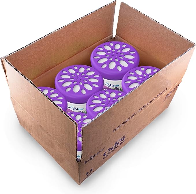 Bright Air 14 oz. Super Odor Eliminator For Medium-Size Spaces Lavender &amp Fresh Linen Scent Case of 6 Odor Eliminator &amp Air Freshener Natural Essential Oils Lasts Up to 90 Days Each