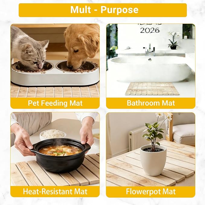 Dish Drying Mats Large 24x16 Inch Diatomaceous Earth Drying Mat / Fast-AbsorbingNon-Slip Stone Drying Mat For Kitchen Counter / Eco-Friendly for Dishes(Dark wood grain)