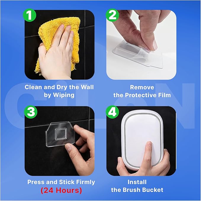 CiLoN Wall-Mounted Disposable Toilet Brush Kit and 30 Fresh Bleach Scrubbing Sponge Pads. Bathroom Space Saving Toilet Wand kit. Toilet Bowl Brush and Holder Set. (Starter Kit + 30 Brush)