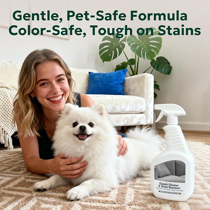 Couch Cleaner &amp Stain Remover Spray: Strength Multi-Surface Upholstery Cleaner - Pet-Safe Non-Toxic Quick-Drying for Fabric Sofas Carpet Furniture Couches &amp Car Interiors