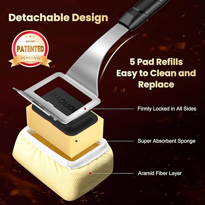 Grill Brush Bristle Free + 5 Replaceable Pads Grill Cleaner Brush for Outdoor Grill Steam Grill Brush and Scraper for Cast Iron/Stainless Steel Grates BBQ Grill Brush Gift for Men Dad