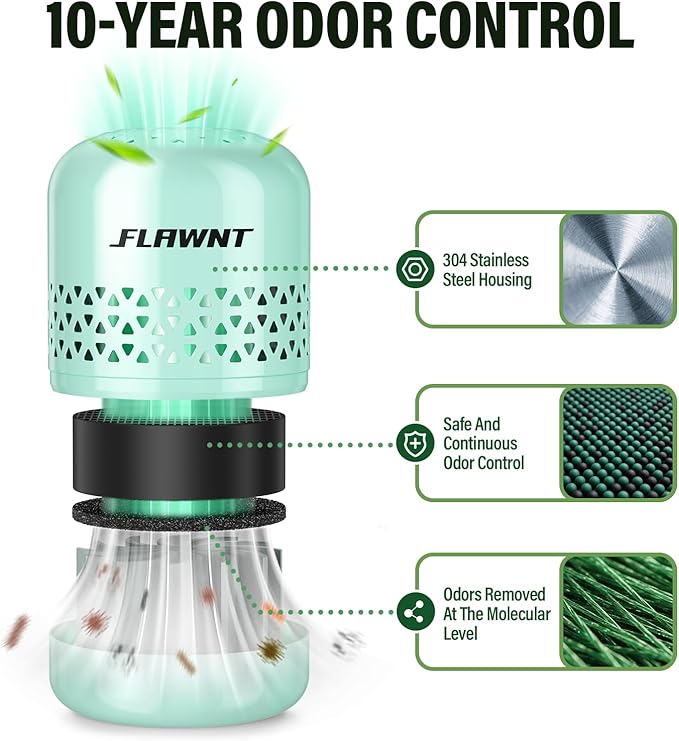 Refrigerator Deodorizer - Long Lasting Fridge Odor Eliminator and Smell Absorber No Need Baking Soda Replacement Works as Freezer Freshener &amp Organizer Accessory Green