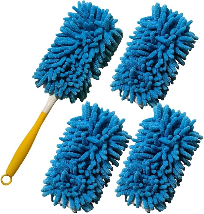 Microfiber Chenille Home Plastic Handle Dust Brush Ceiling Clean Multifunction Cleanninfg Tools Protable Car Removal Duster(Blue)