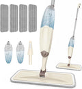 HOMTOYOU Wet Spray Mop for Floor Cleaning with 2 Bottles and 4 Washable Pads