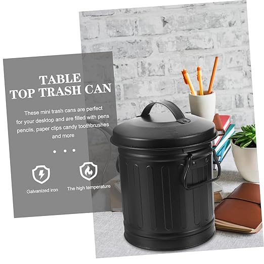 Uonlytech Multi Functional Home Wastebasket Vintage Desk Trash Can for Office and Bedroom Decorative Rubbish Bin for Flowers and Organizing Stylish Design