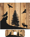 Retro Rustic Wolf Deer Forest Brown Wood Dish Drying Mat for Kitchen Counter 16x18 Microfiber Absorbent Fast Dry Mat 2Pcs Dish Mat Faucet Mats Sets Large Drying Kitchen Mat Kitchen Drying Pad