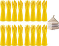 8 Pairs Reusable Household Cleaning Gloves Rubber Kitchen Dishwashing GlovesExtra Thickness Long Sleeves for Washing Dishes Pet Care(Large Yellow)