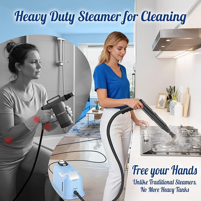 60.87oz Heavy Duty Steam Cleaner 10s Rapid Heating Handheld Steam Cleaner for Home Steamer for Cleaning for Home Car Grout Tile Floor Dirt