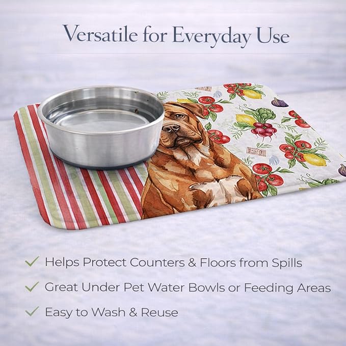 Caroline's Treasures Mahogany Dogue de Bordeaux Vegetables Dish Drying Mat Absorbent Dish Drying Mat Pad for Kitchen Counter Dish Drainer Mat for Countertop 14 x 21 Multicolor