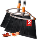 2 Pack Soft Bristle Broom Heavy Duty Broom with Collapsible Handle Ideal for Indoor Outdoor Hardwood Floors Kitchen Salon Camping Cat Pets Hair Home Room Office Sturdy and Durable Gray