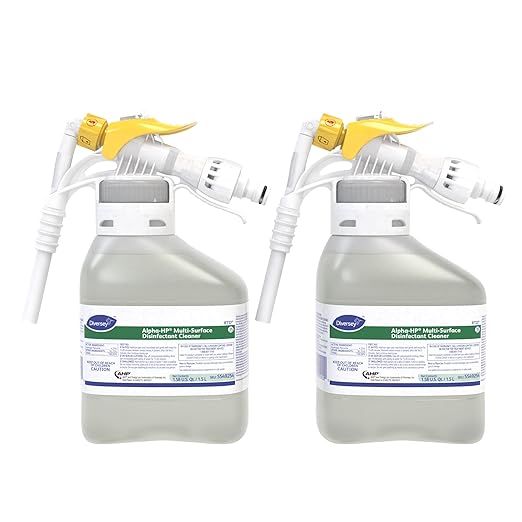 Diversey 5549254 Alpha-HP Multi-Surface Disinfectant Cleaner Bactericidal &amp Virucidal Hydrogen Peroxide with Citrus Scent Ready-to-Dispense (RTD) Concentrate 1.5-Liter (Pack of 2)