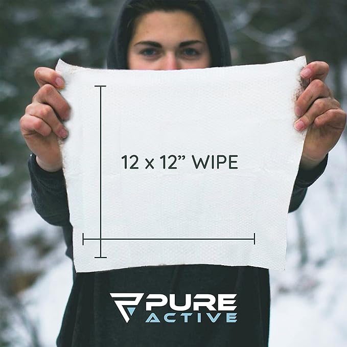 Body Wipes for Camping 50 XXL Camping Wipes 12''x 12'' Shower Body Wipes for Camping Body and Face Wipes Biodegradable Personal Hygiene Body Cleansing Wipes for Women Men Kids Elderly Travel