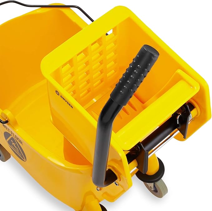 Dryser Commercial Mop Bucket with Side Press Wringer 26 Quart Yellow