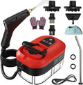 Portable Steam Cleaner 2500W Pressurized Handheld Steam Cleaner with 1.2L Water Tank 6 Levels Steam Output 15s Fast Heating Steamer for Cleaning Home Furniture Bathroom Car Detailing (Red)