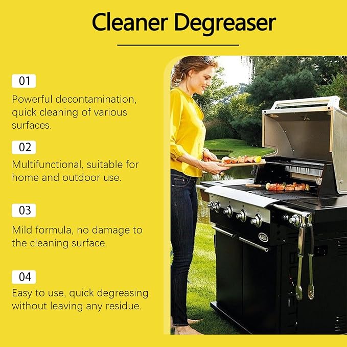Heavy Duty Cleaner Degreaser 120ml/4 FL OZ Fast-Acting Kitchen &amp Outdoor Grease Remover Spray