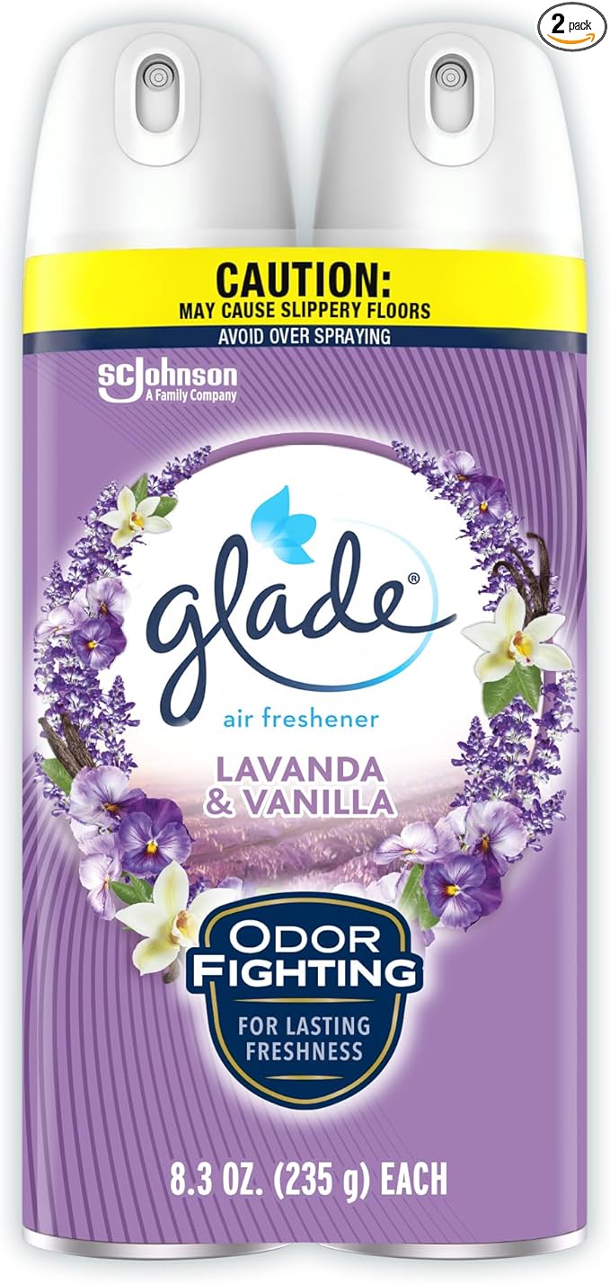 Glade Air Freshener Odor Fighting Room Spray Lavender &amp Vanilla 8.3 oz 2 Count