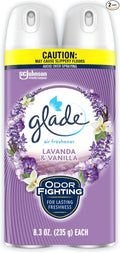 Glade Air Freshener Odor Fighting Room Spray Lavender &amp Vanilla 8.3 oz 2 Count
