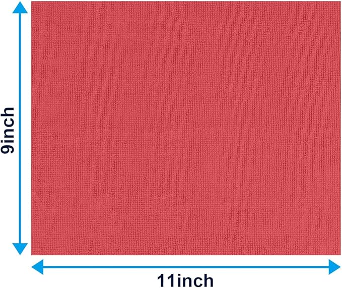 GLIMGLINT Red Microfiber Cleaning Cloth 100 Pack Cleaning Rags Lint-Free Ultra Absorbent Reusable Paper Towels for Home Kitchen Car Garage or Shop Dish Rags 11 x 9