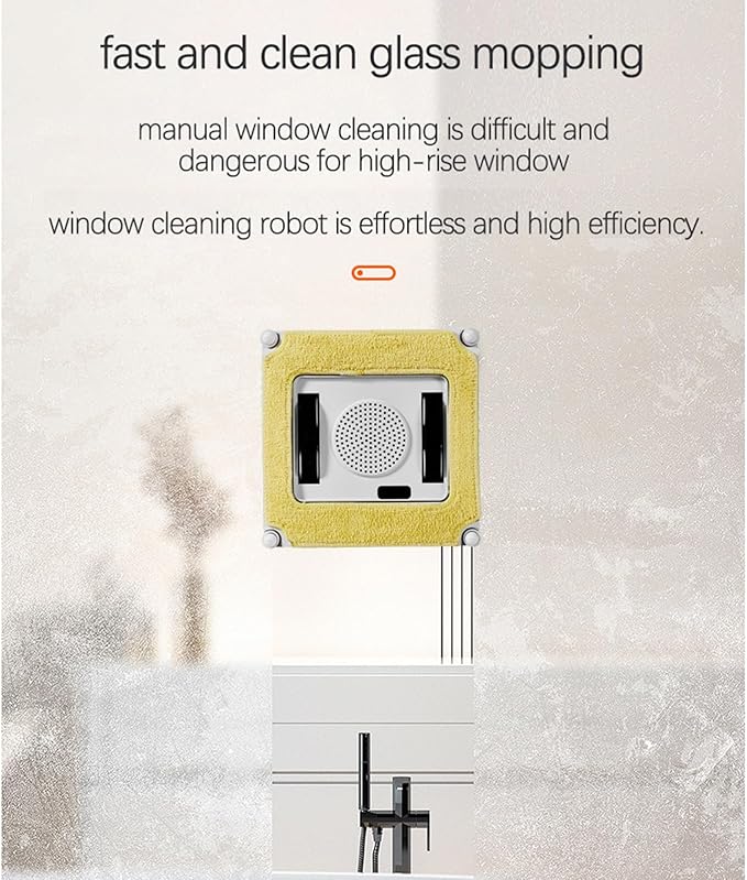 Window Cleaning Robot 2600Pa Smart Glass Cleaning Robot Vacuum Cleaner Robotic Window Cleaning Tool for Indoor/Outdoor/High-Rise Building Windows White