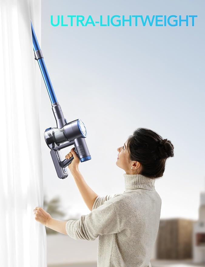 Greenote Cordless Vacuum Cleaner 21KPa Lightweight Vacuum Cleaner with Wall Mount &amp LED Brush Ultra Quiet Stick Vacuum Cleaner for Hard Floors Pet Hair