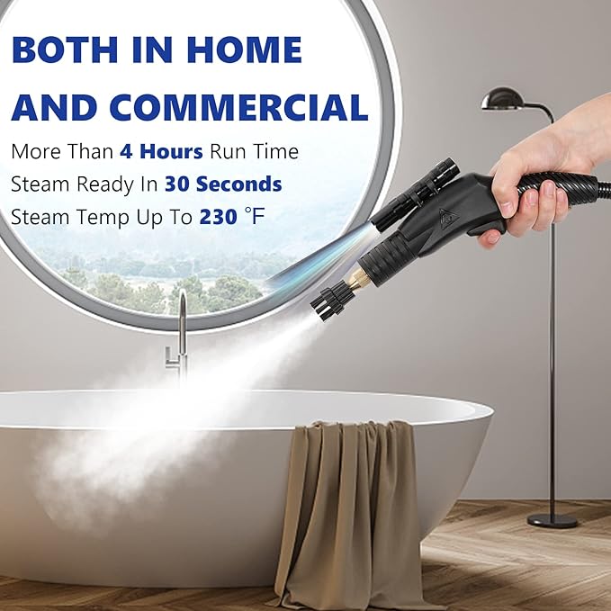Moongiantgo High Pressure Steam Cleaner 1700W Power High Temp Portable Handheld Cleaning Machine for Car Detailing Tankless Heavy Duty for Home Use Kitchen Bathroom Grout Tile