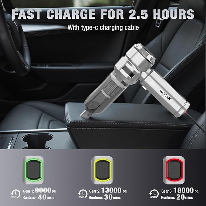 Car Vacuum Portable Cordless 22000PA High Power with Brushless Motor 4-in-1 Compressed Air Duster &amp Air Blower &amp Pump Hand Held Vacuum for Car Home Office Ideal Gifts for Men &amp Women