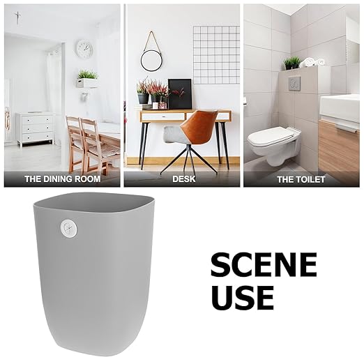VICASKY Large Capacity Kitchen Wastebasket with Bag Fixer PP Material Garbage Bucket for Home Office Bedroom Bathroom Practical Rubbish Bin in Gray