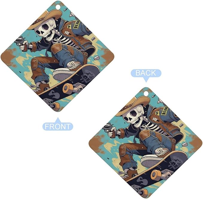 5PCS Car Air Freshener Hanging Personalized Double Sided Skull Cowboy Car Fresheners Long Lasting New Cars Scents Cute Automotive Freshies for Closets Drawers (tea)