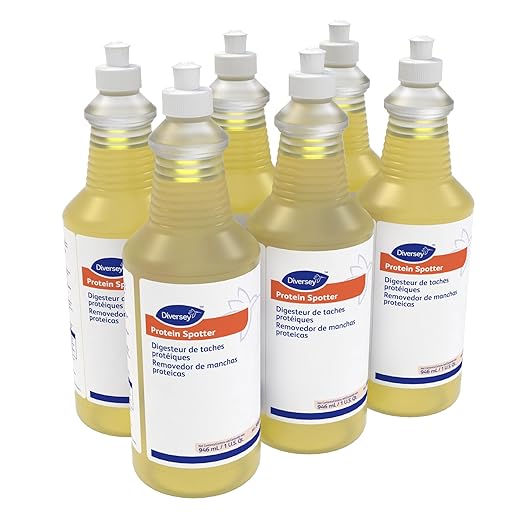 Diversey 5002611 Protein Spotter Removes Organic Soils on Carpet Including Bodily Fluids &amp Tough Stains Ready-to-Use Liquid 32-Ounce (Pack of 6)