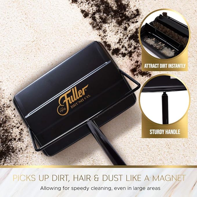 Fuller Brush 17027 Electrostatic Carpet &amp Floor Sweeper - 9 Cleaning Path - Lightweight - Ideal for Crumby Messes - Works On Carpets &amp Hard Floor Surfaces - Black