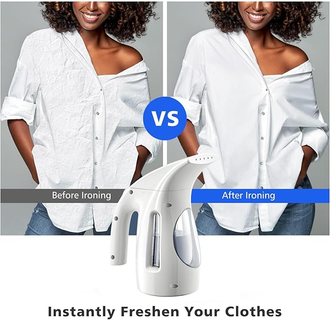 HiLIFE Steamer for Clothes Portable Handheld Design 240ml Big Capacity 700W Strong Penetrating Steam Removes Wrinkle for Home Office and Travel(ONLY FOR 120V)(White)
