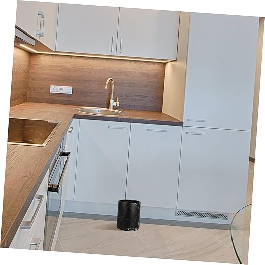1piece Double Layer Marble Texture Garbage Can Plastic Waste Basket for Bathroom Kitchen Office Practical and Easy to Clean Trash Container for Living Spaces