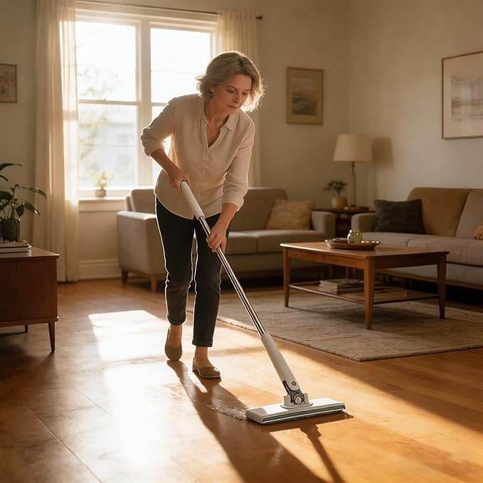 Clamp Mop - No-Touch Reusable Mops with 4 Microfiber Cloths Hardwood Floor Cleaning Tool Wet Dry Mops Easy Spins Mop System | Home Apartment Kitchen Bathroom for Home Apartment Kitchen Bathroom
