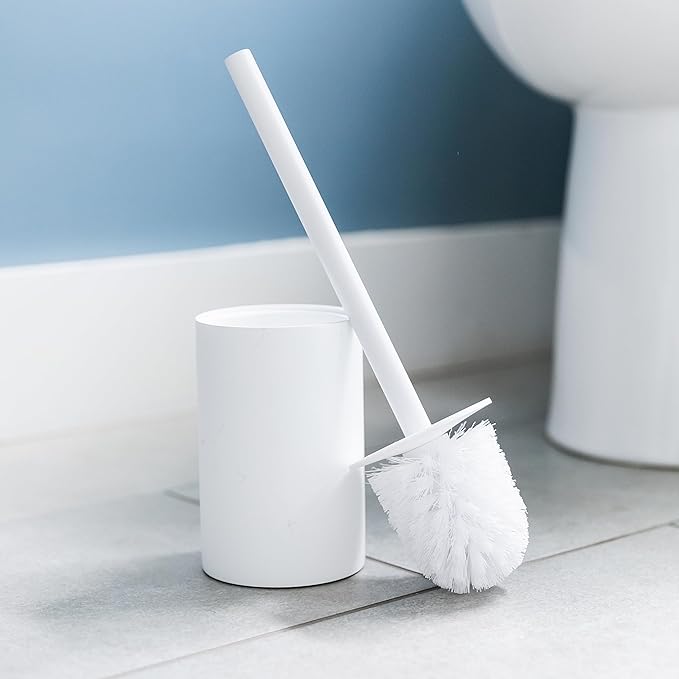 Matte White Toilet Bowl Brush for Bathroom with Holder - Bathroom Cleaner Scrubber with Sleek Design Sturdy and Durable Bristles